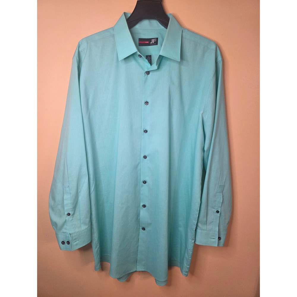 J. Ferrar Mens Slim Fit Dress Shirt XL 17-17.5 32-33 Aqua Mint Green Button Down